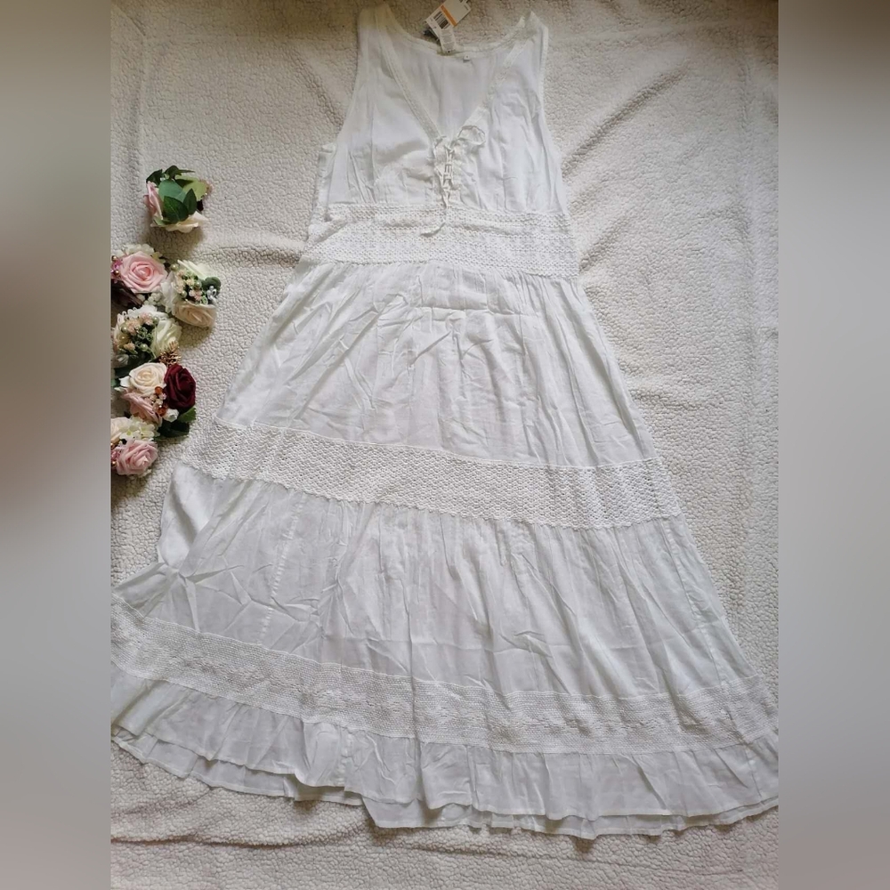 BLEU ROD BEATTIE India Bazaar Woven Cotton Maxi Dress Cover-Up In White, Size S